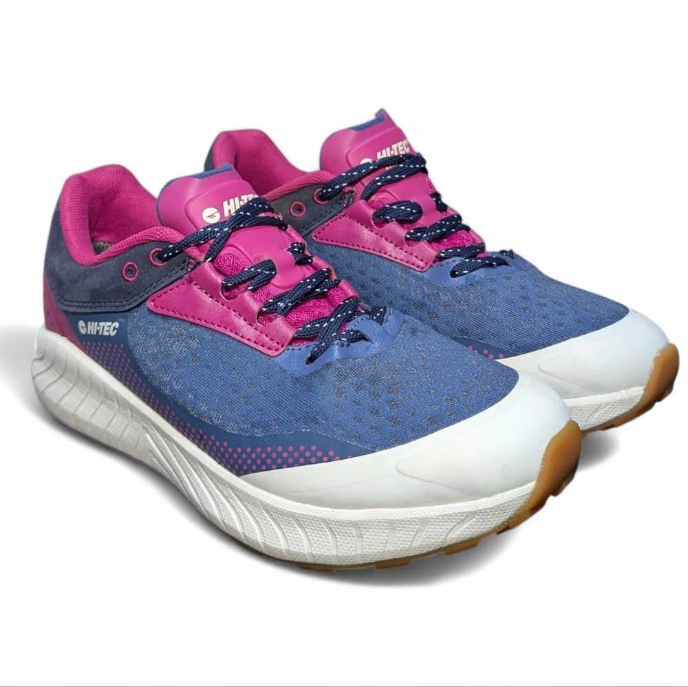 HI-TEC Womens 8 Avalon Waterproof Athletic Trail Running Shoes White Blue Purple